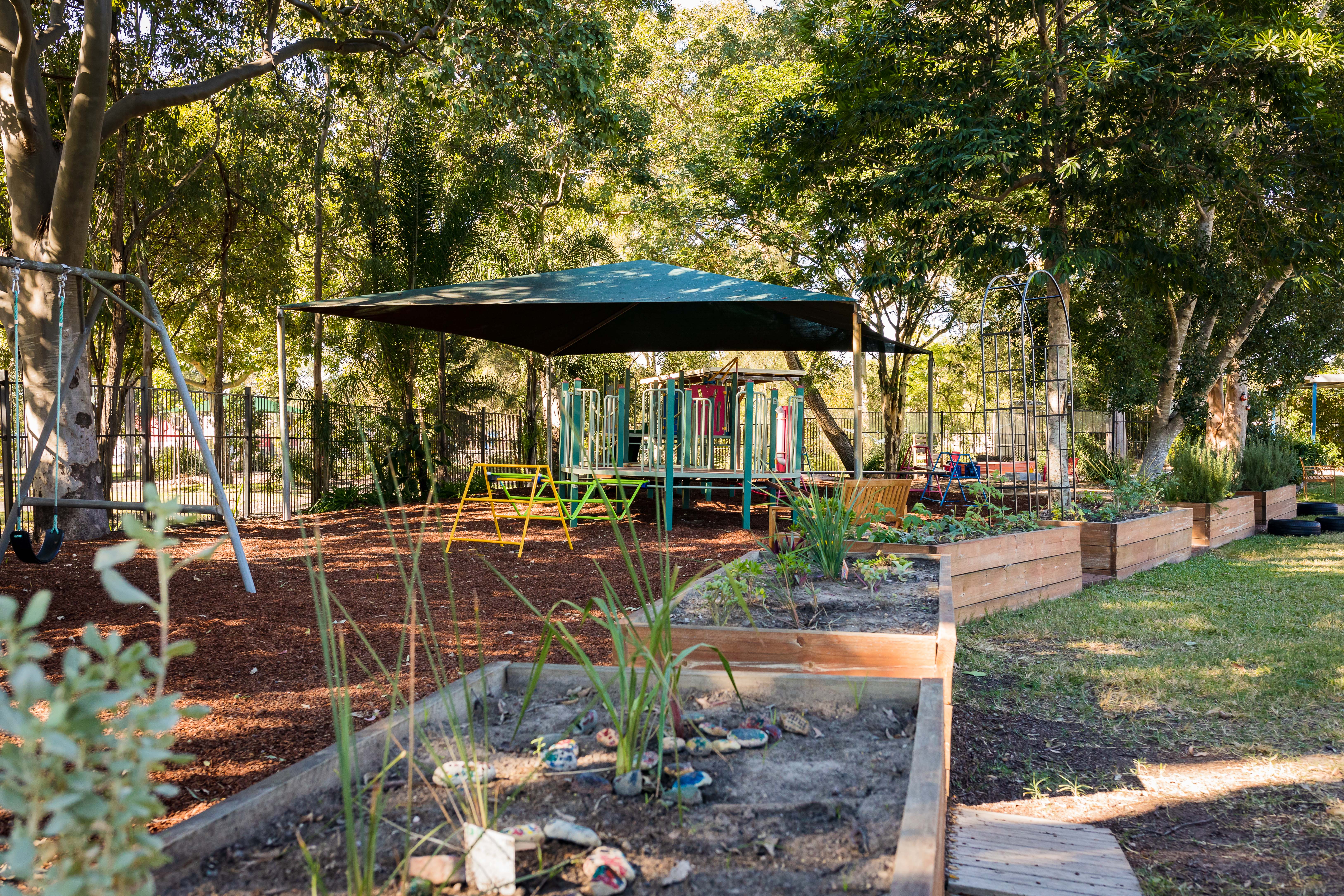 playground and veggie gardens