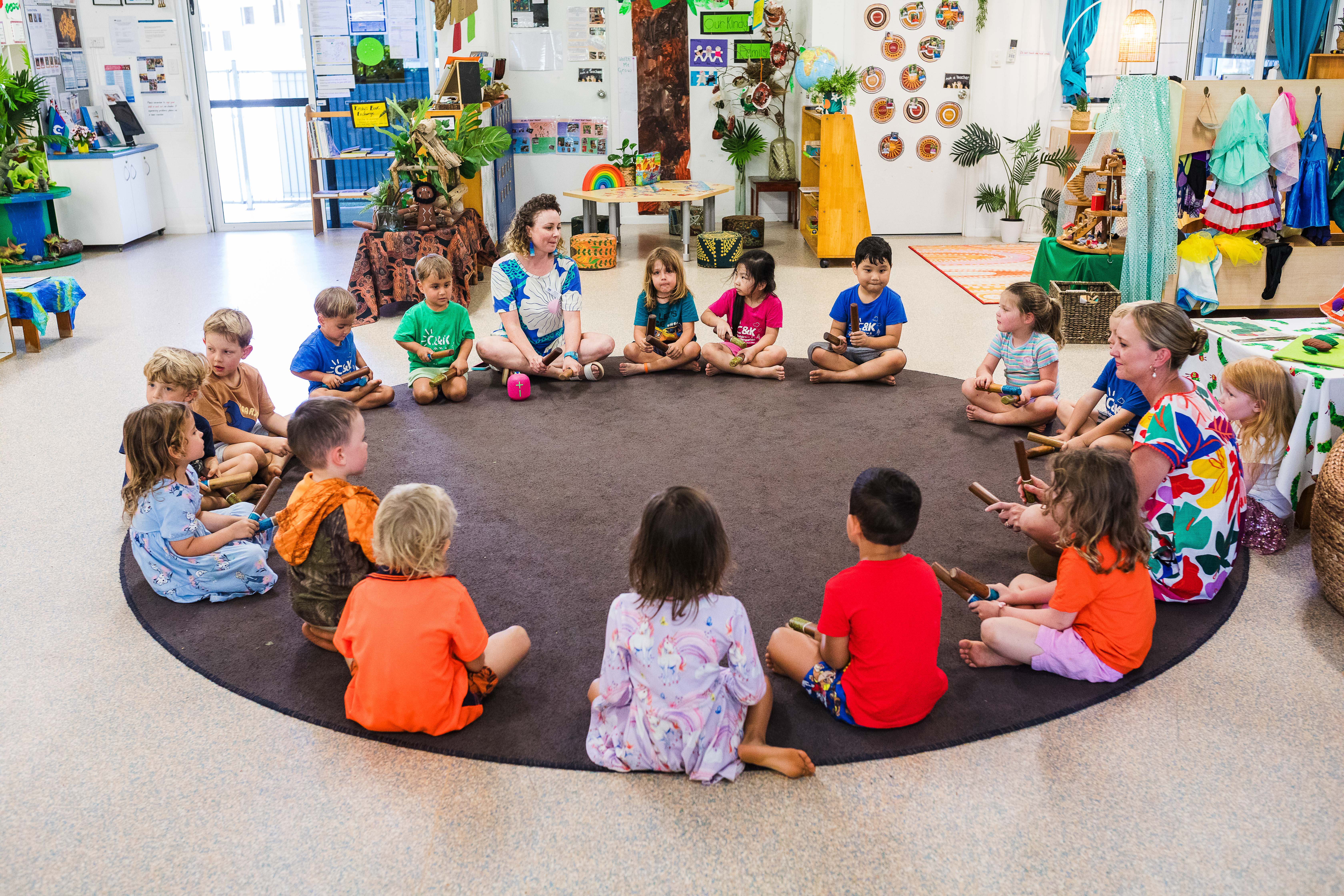 Children and educators in a yarning circle