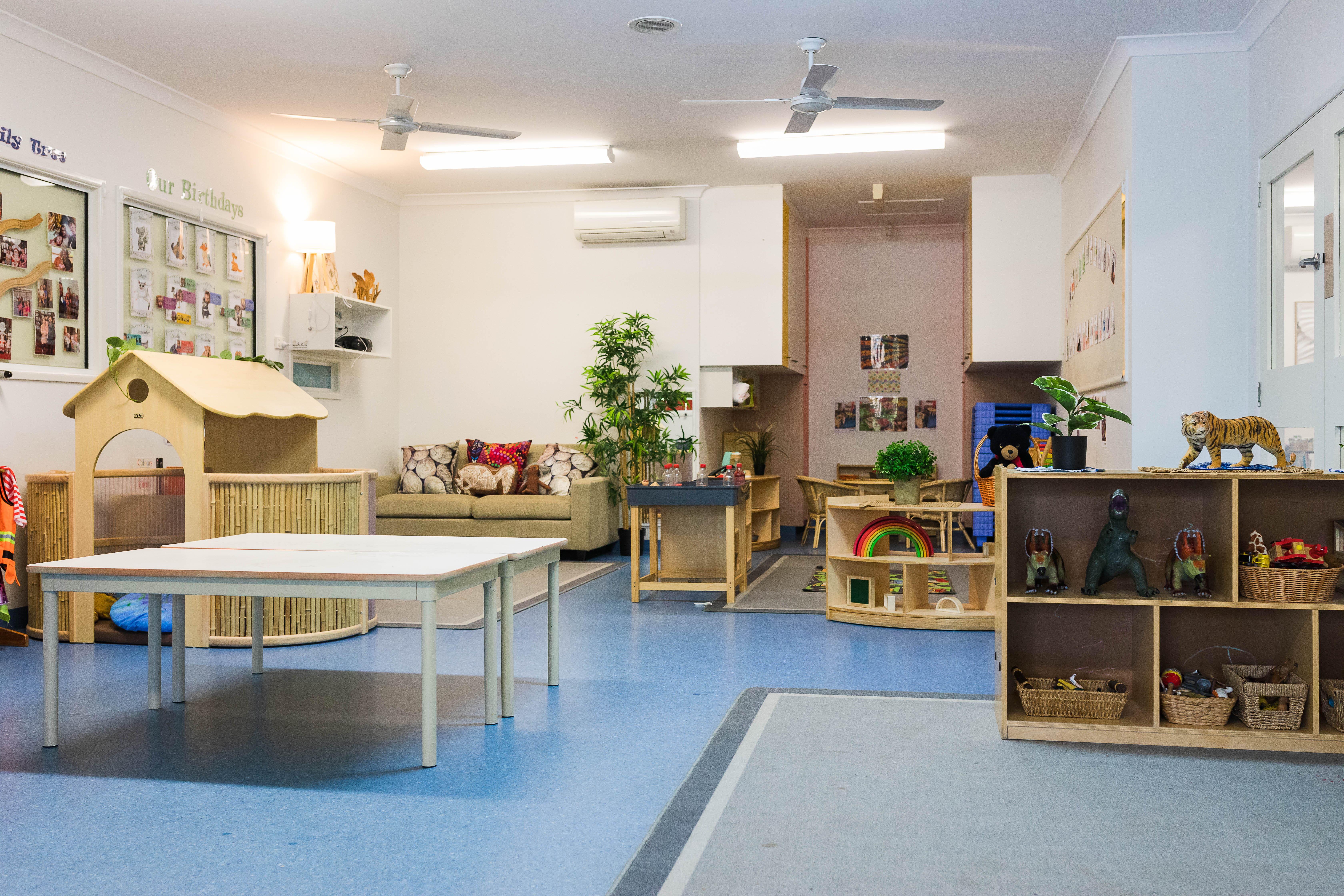 Inside childcare centre with toys and furniture
