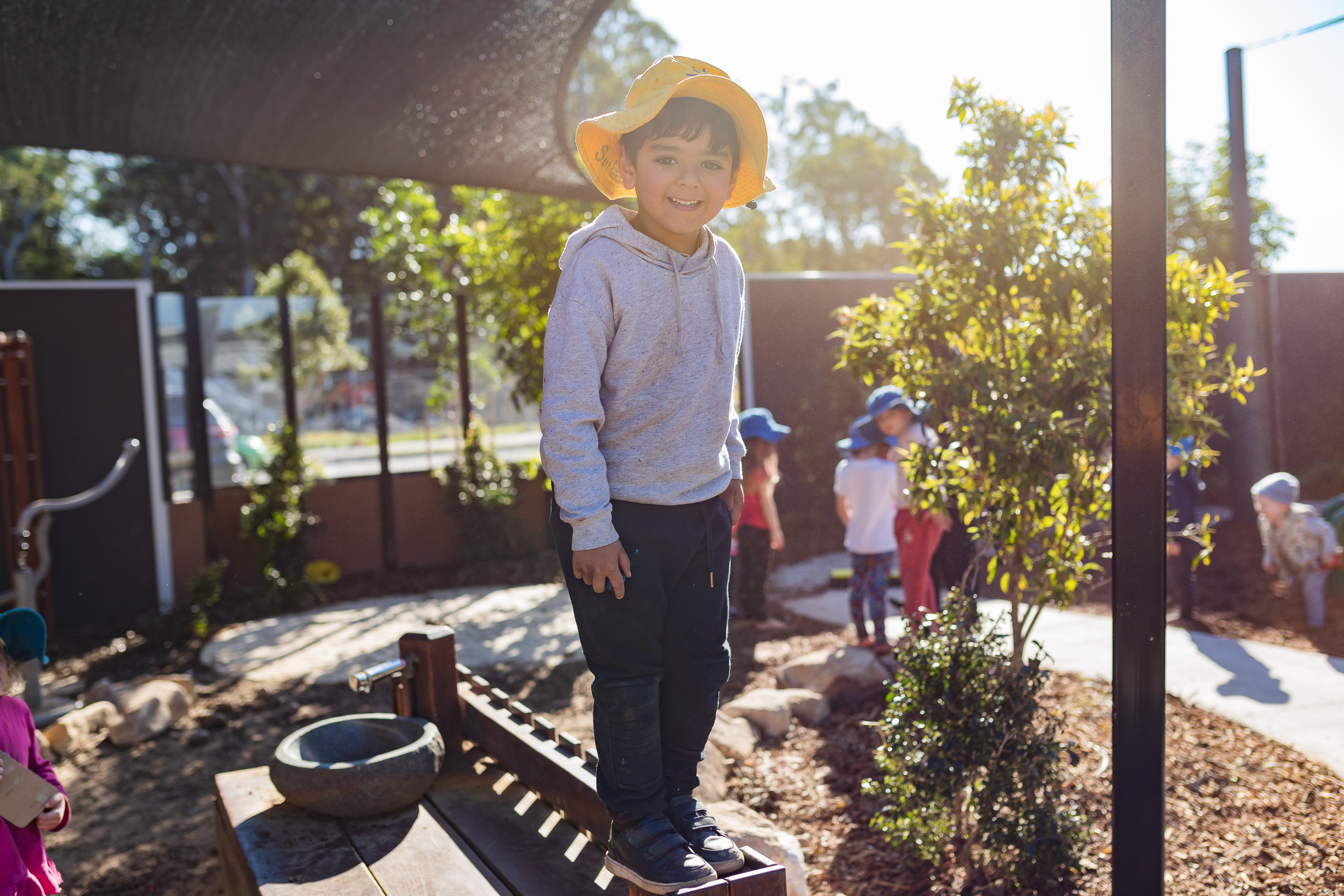child playing on playground outside