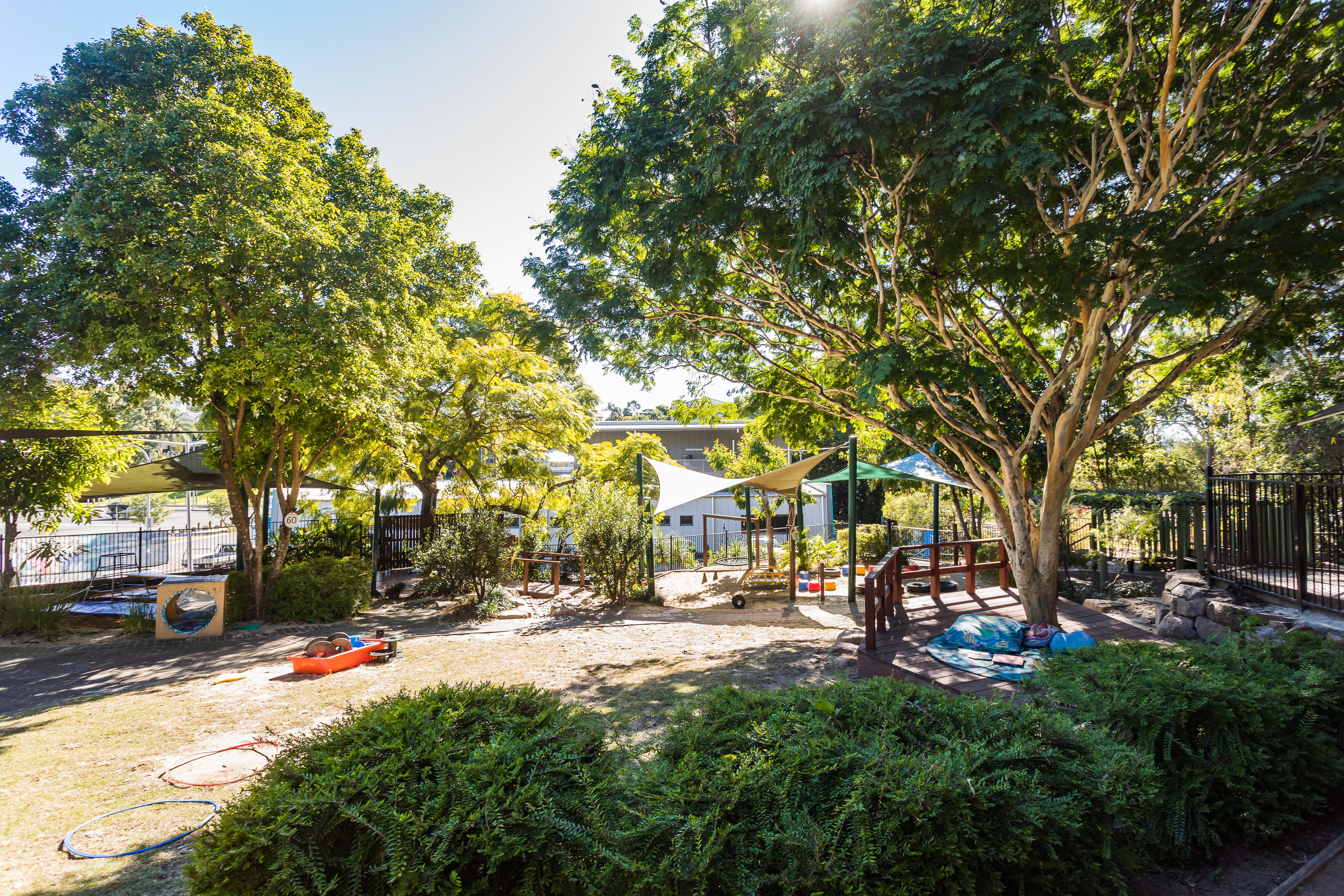 large outdoor playground and garden area