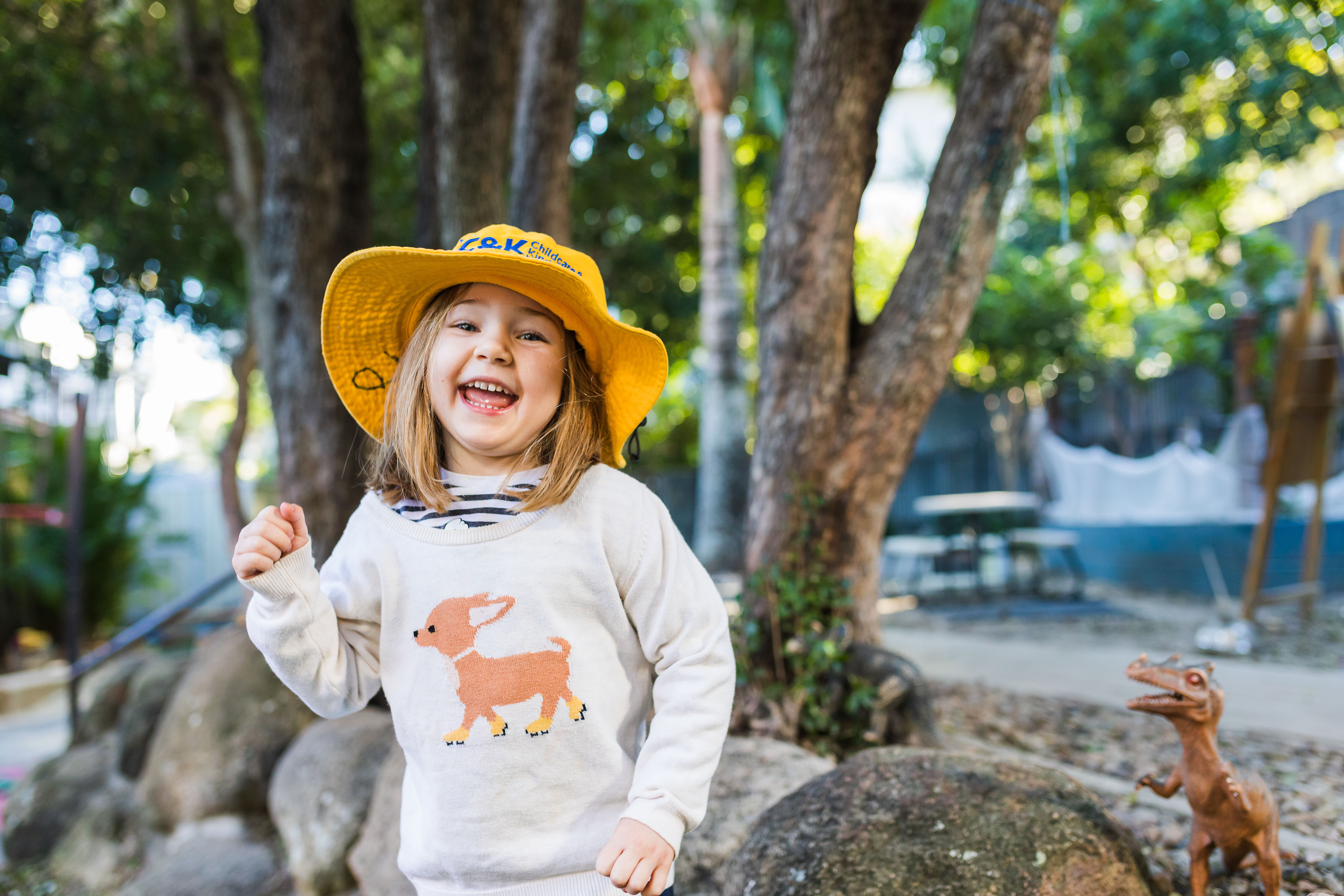 child outside smiling