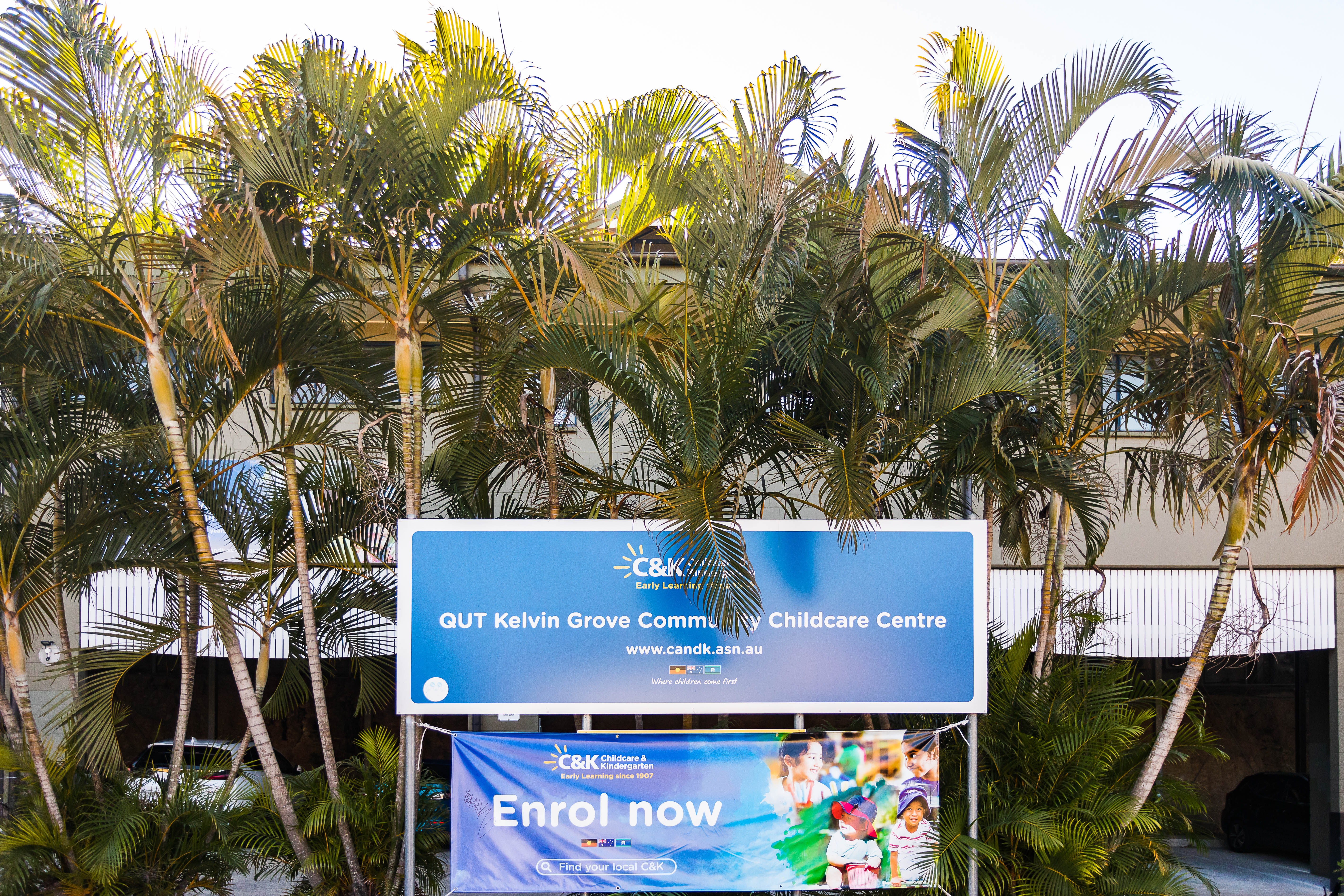 childcare building with signage