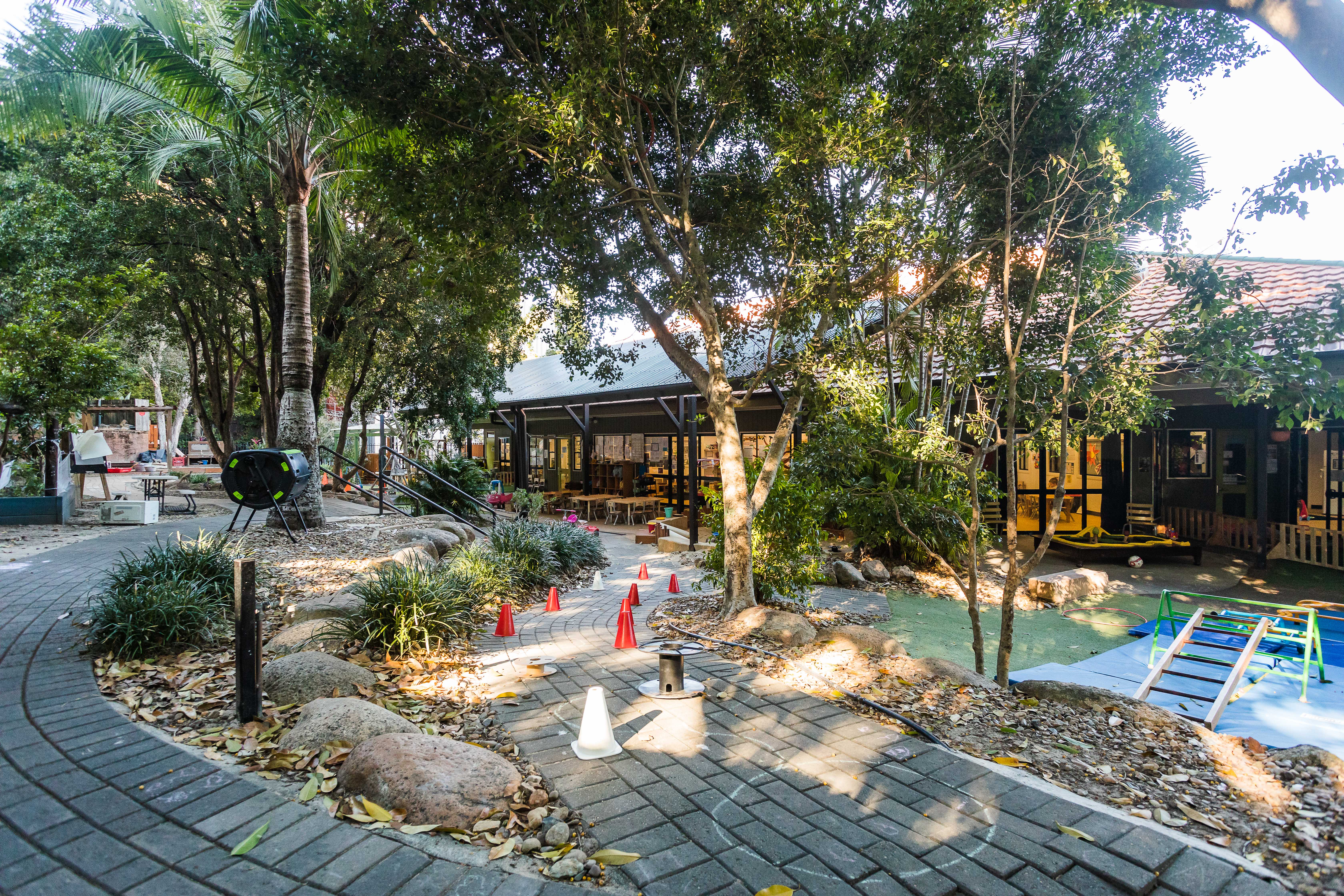 childcare building and outdoor play area