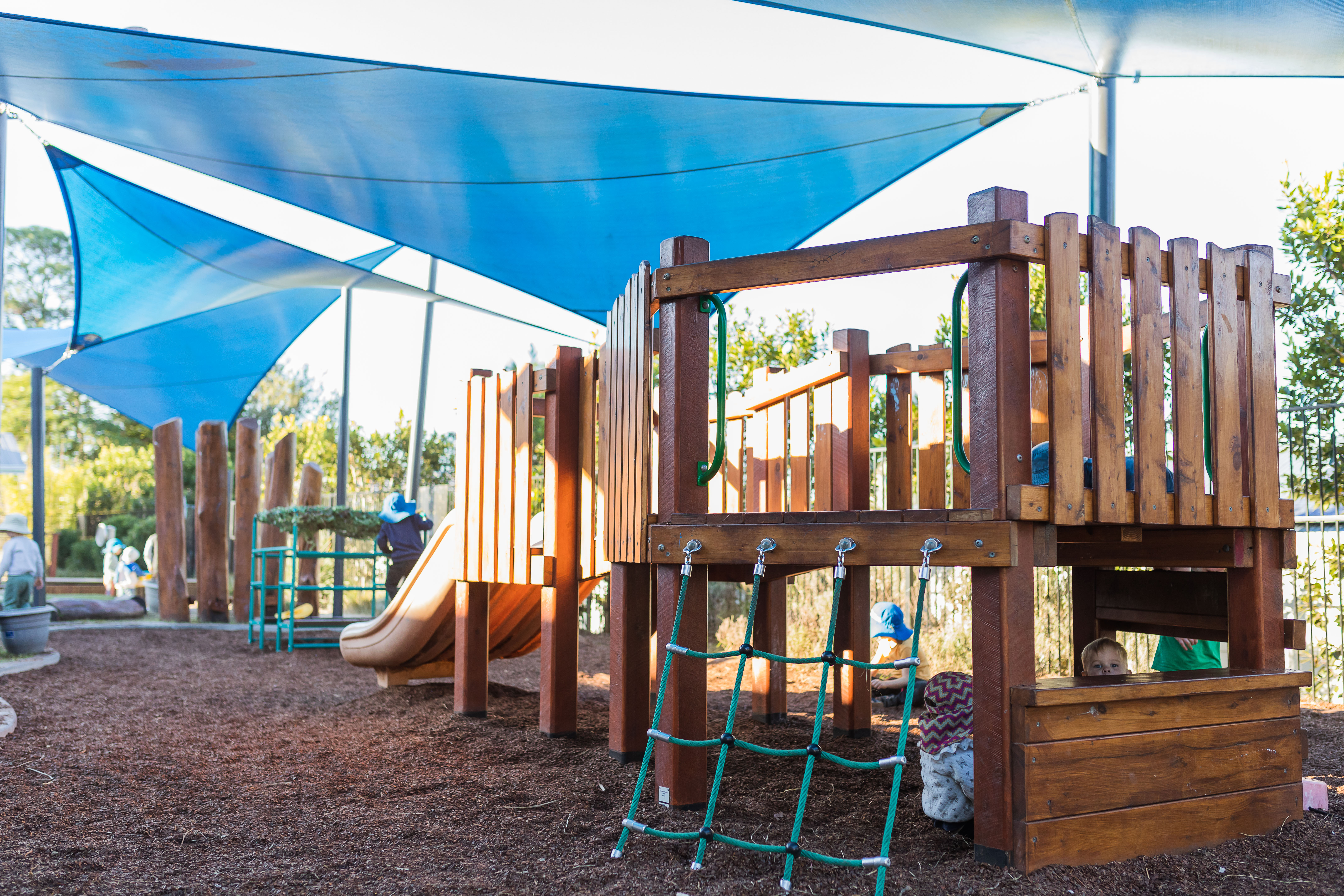 large playground area that's shaded