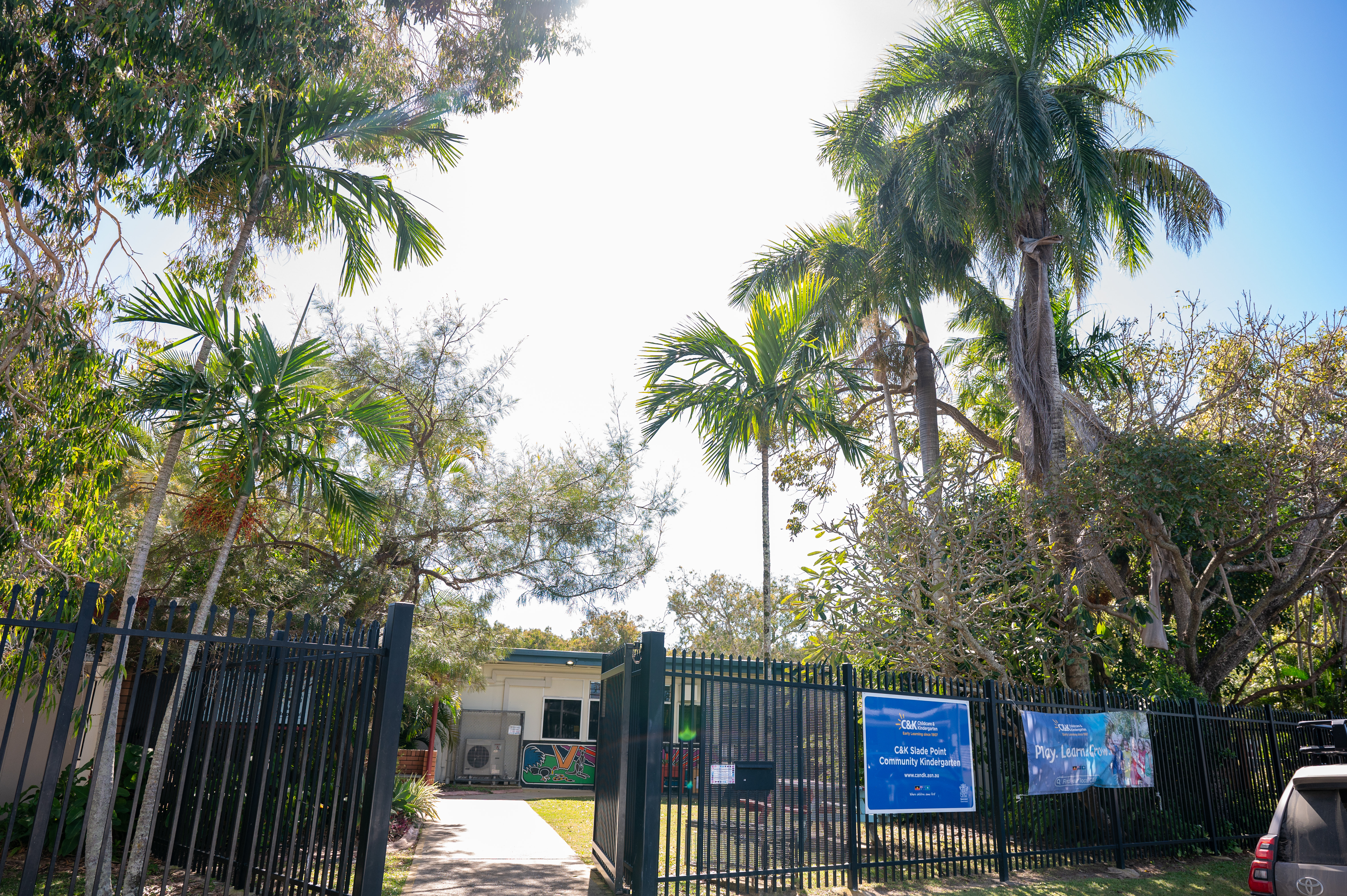 Outside kindergarten showing building