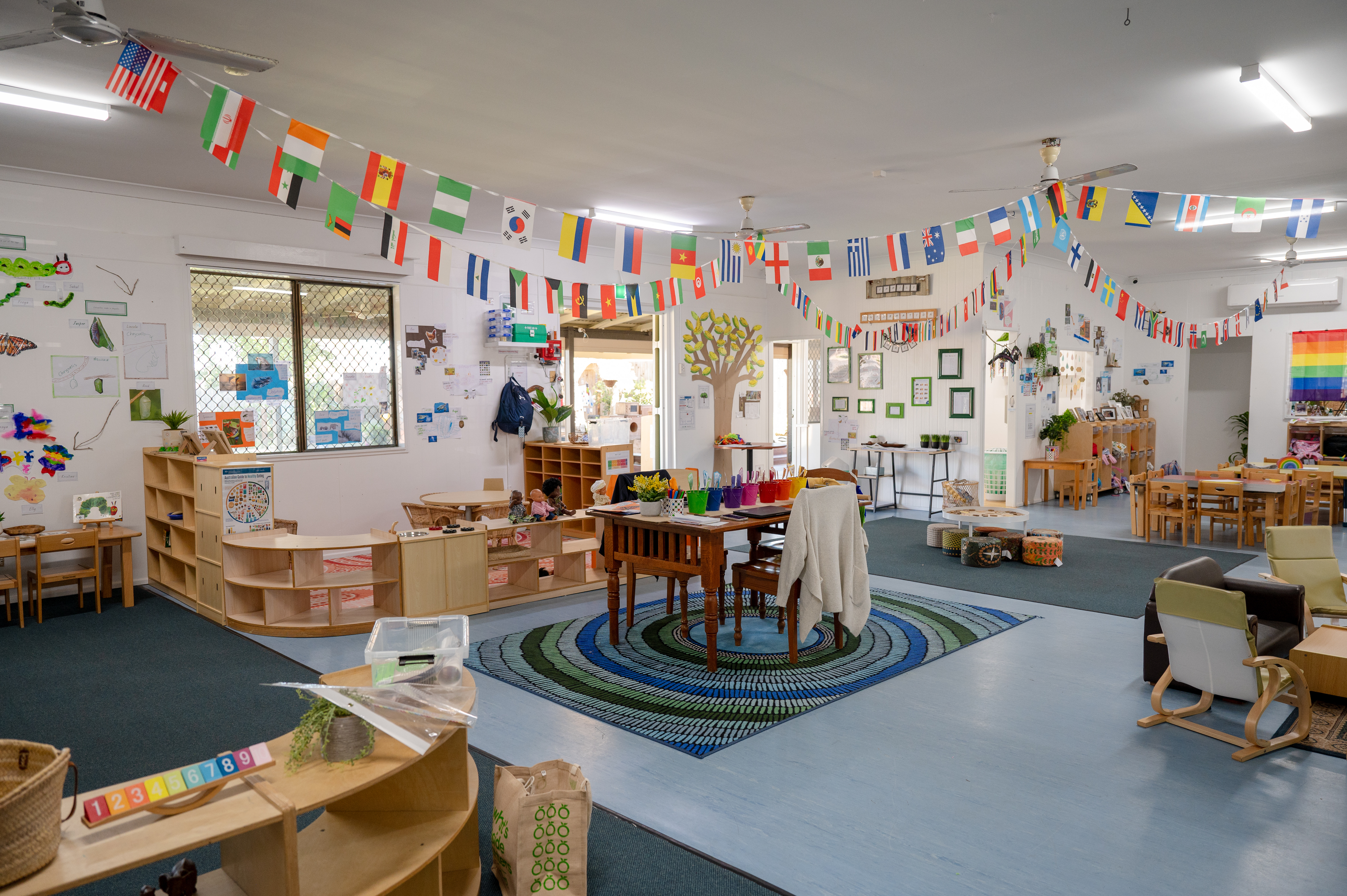 Inside kindergarten with activities