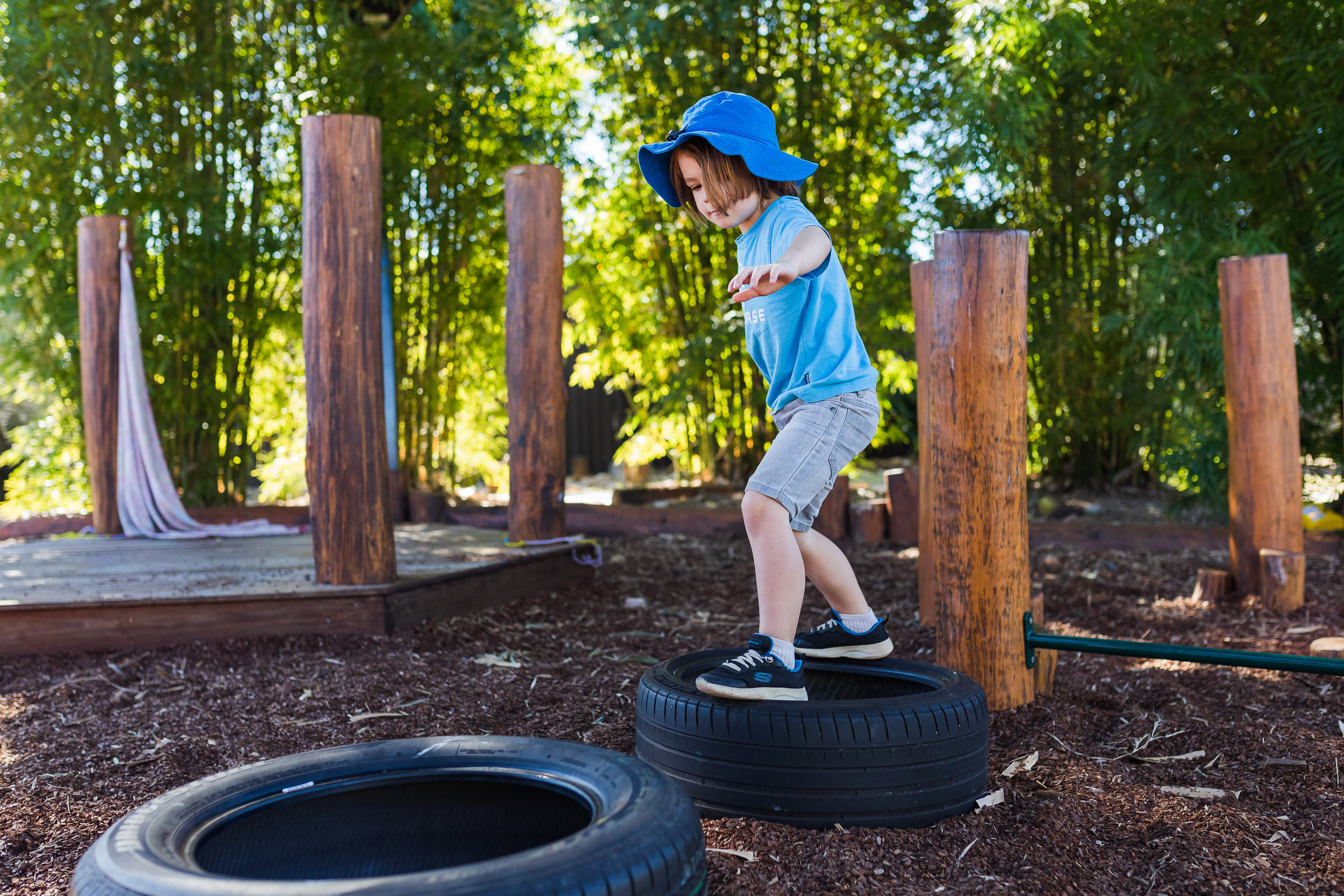 child on obstacle course