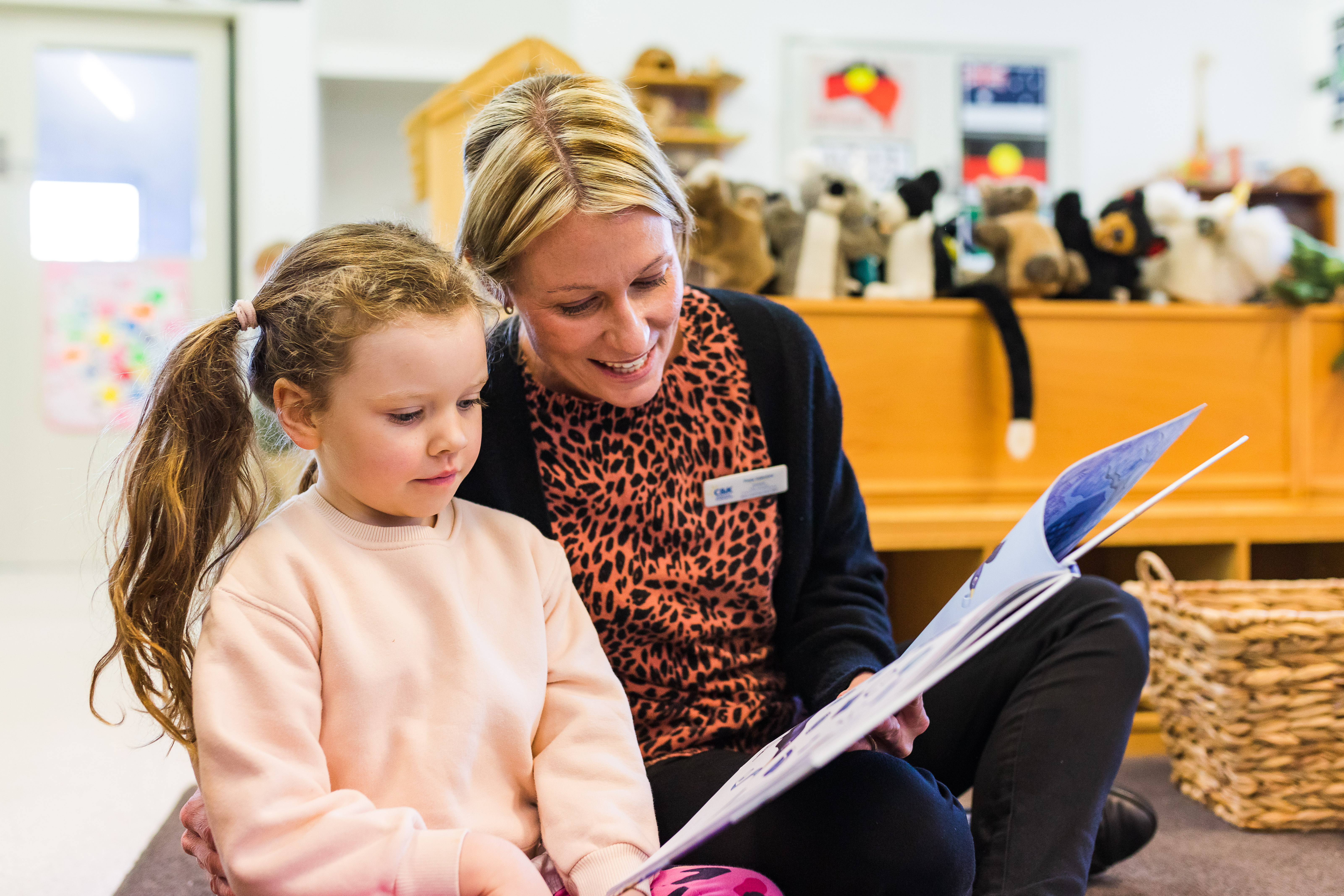 Director and child reading