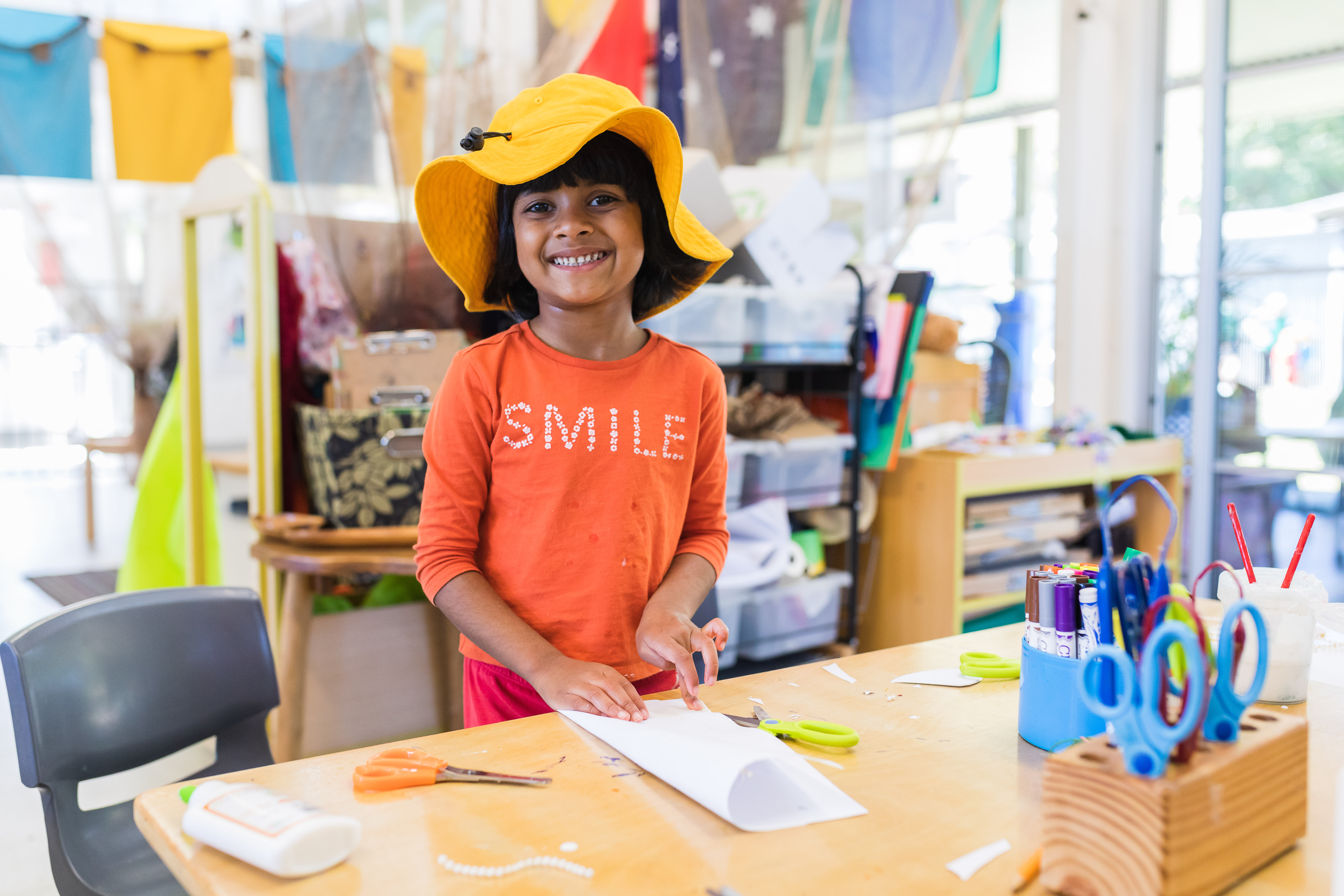 Smiling child inside
