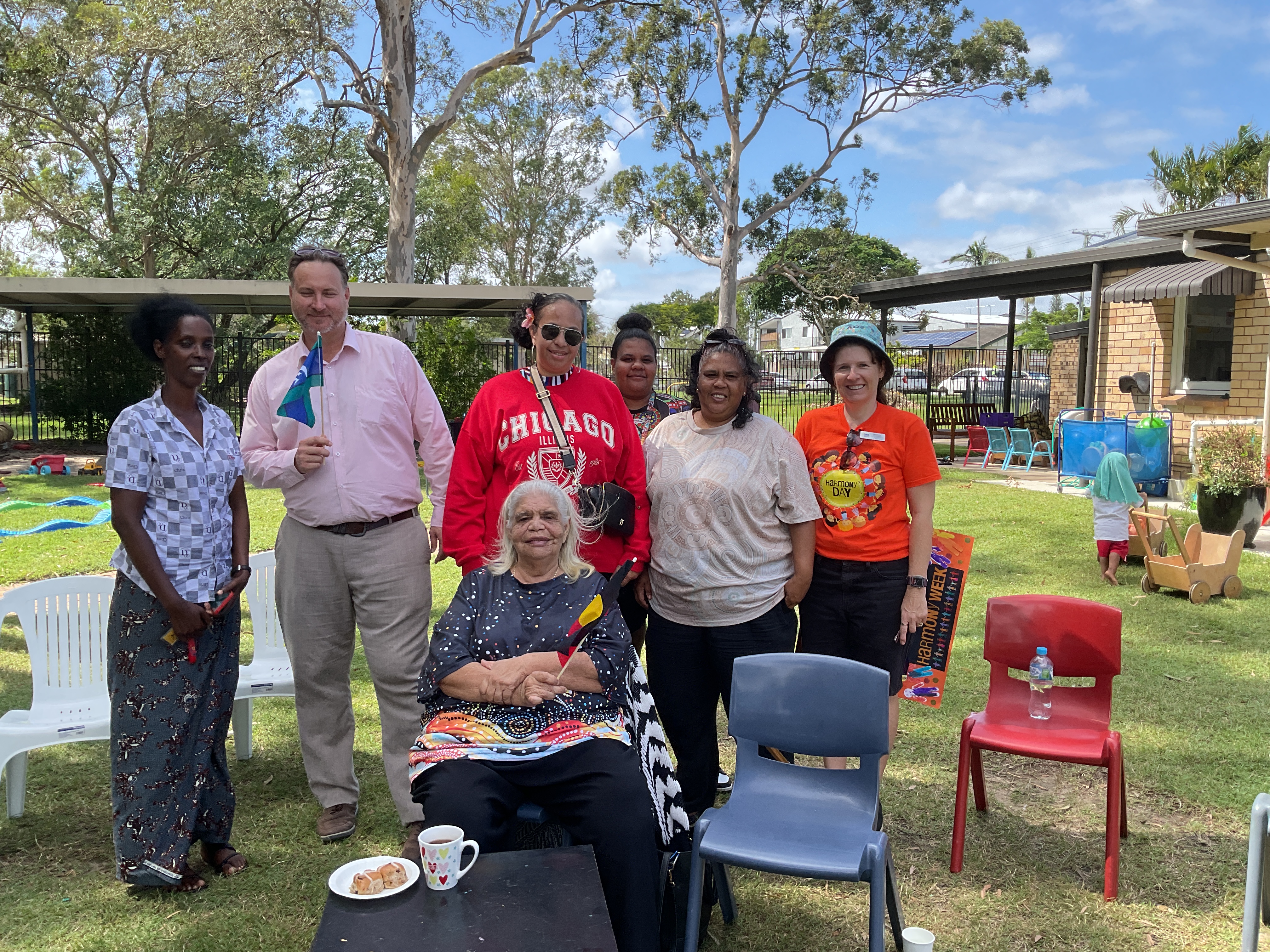 C&K Acacia Ridge kindy educators with Aunty Marg