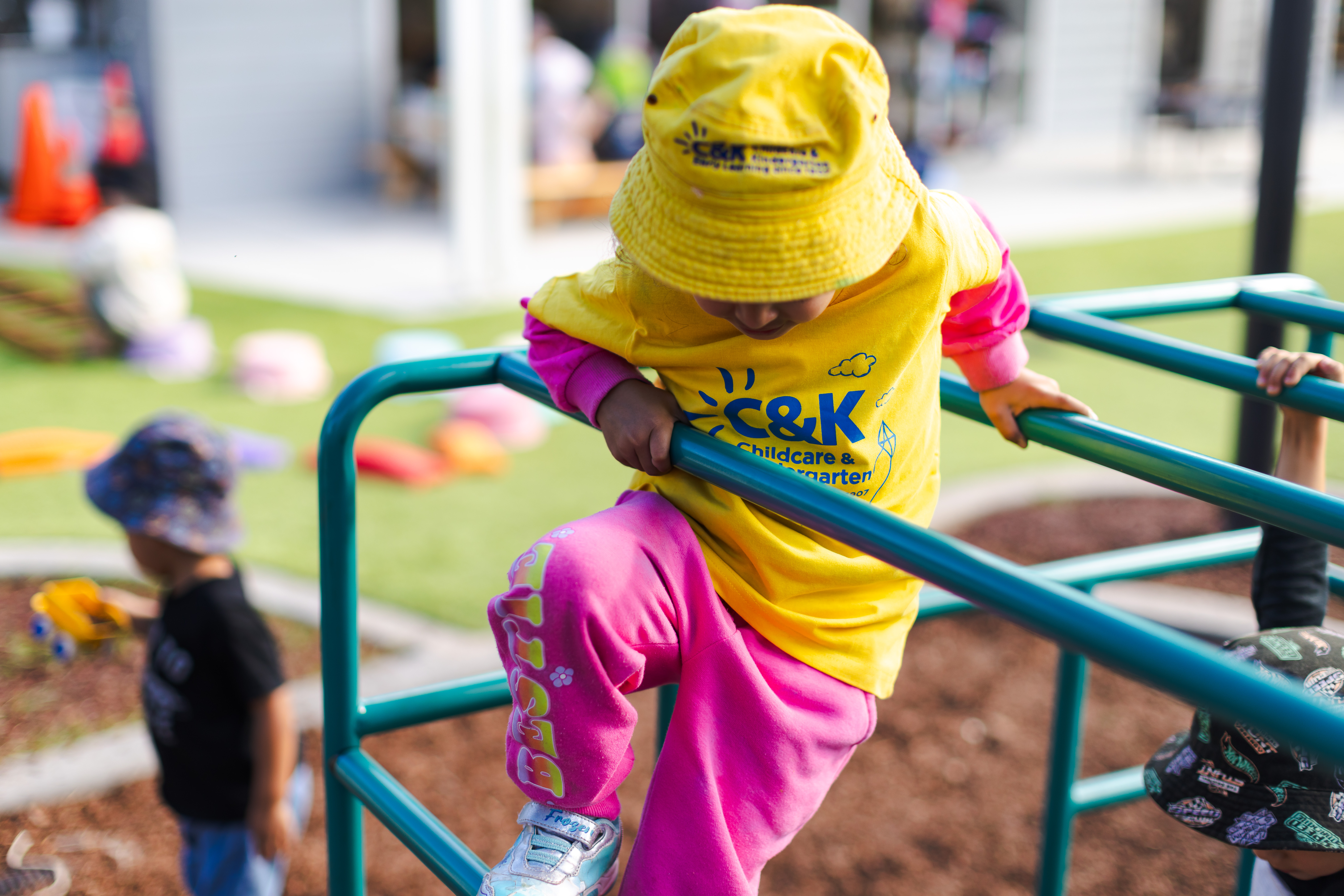 Child on obstacle course