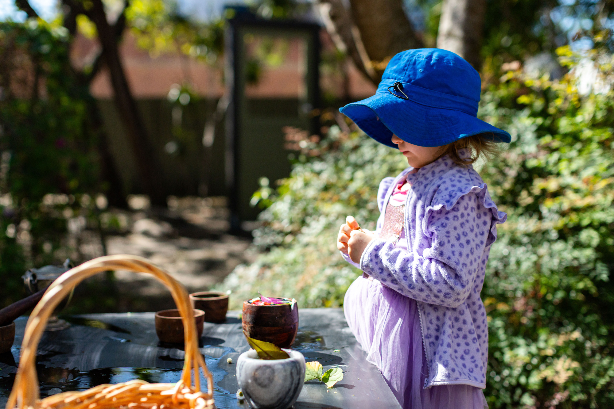 Child outside playing in nature