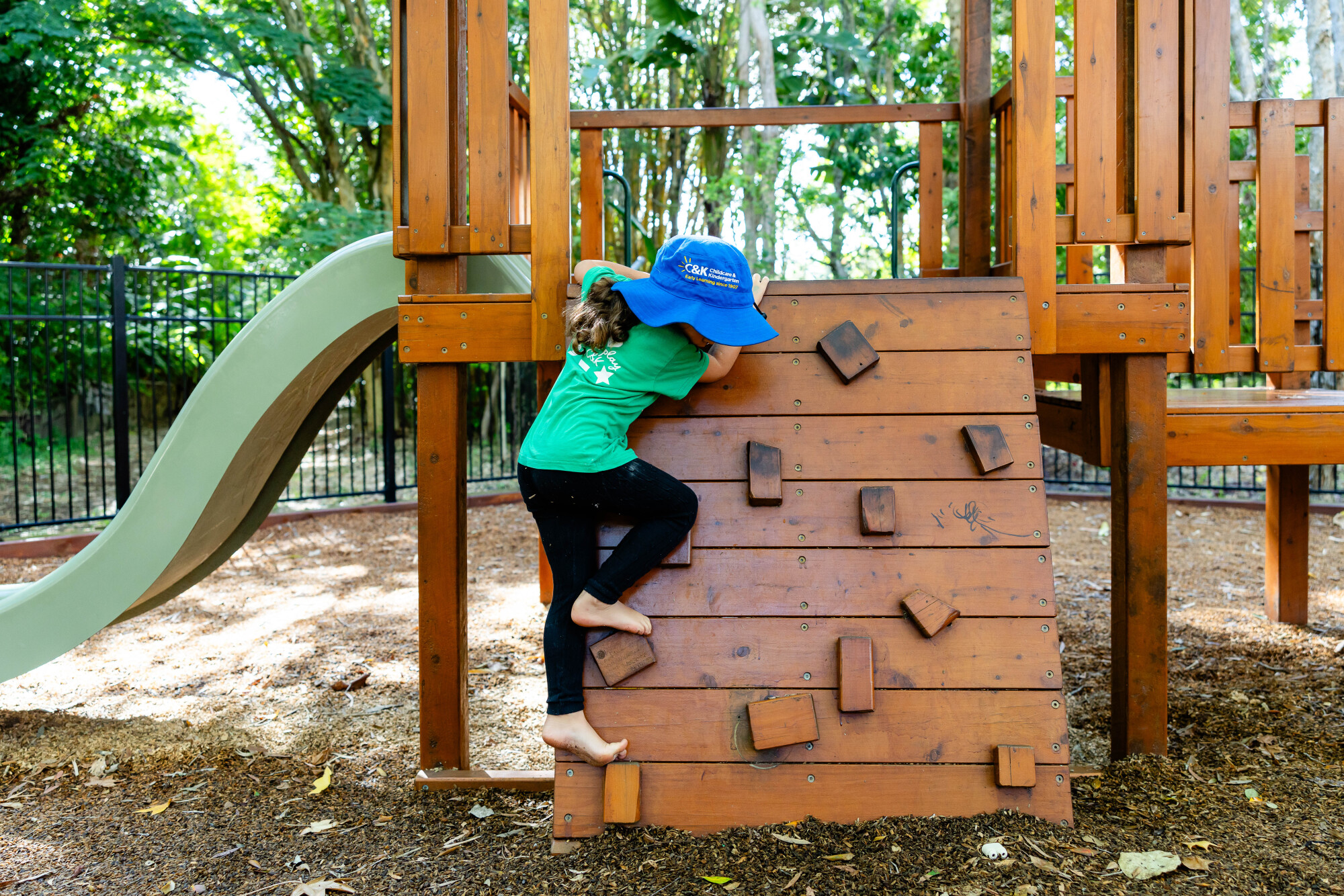 Child playing on the fort at C&K Bradman Street