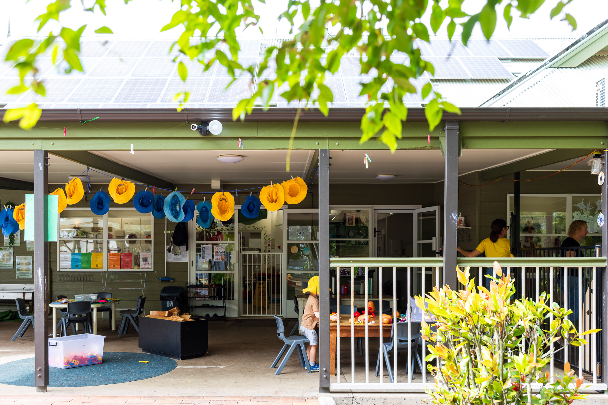Outside looking into the undercover area of childcare centre