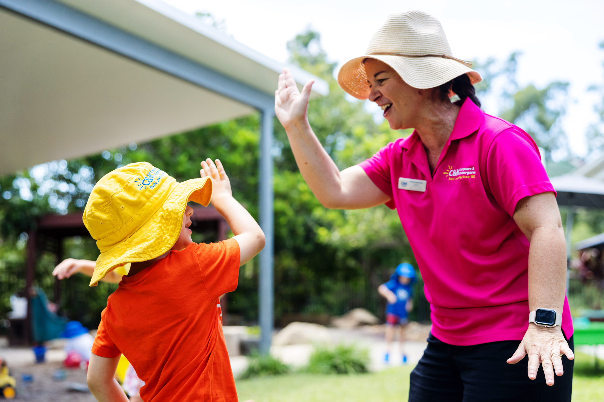 Park Lake kindy - child and educator high five