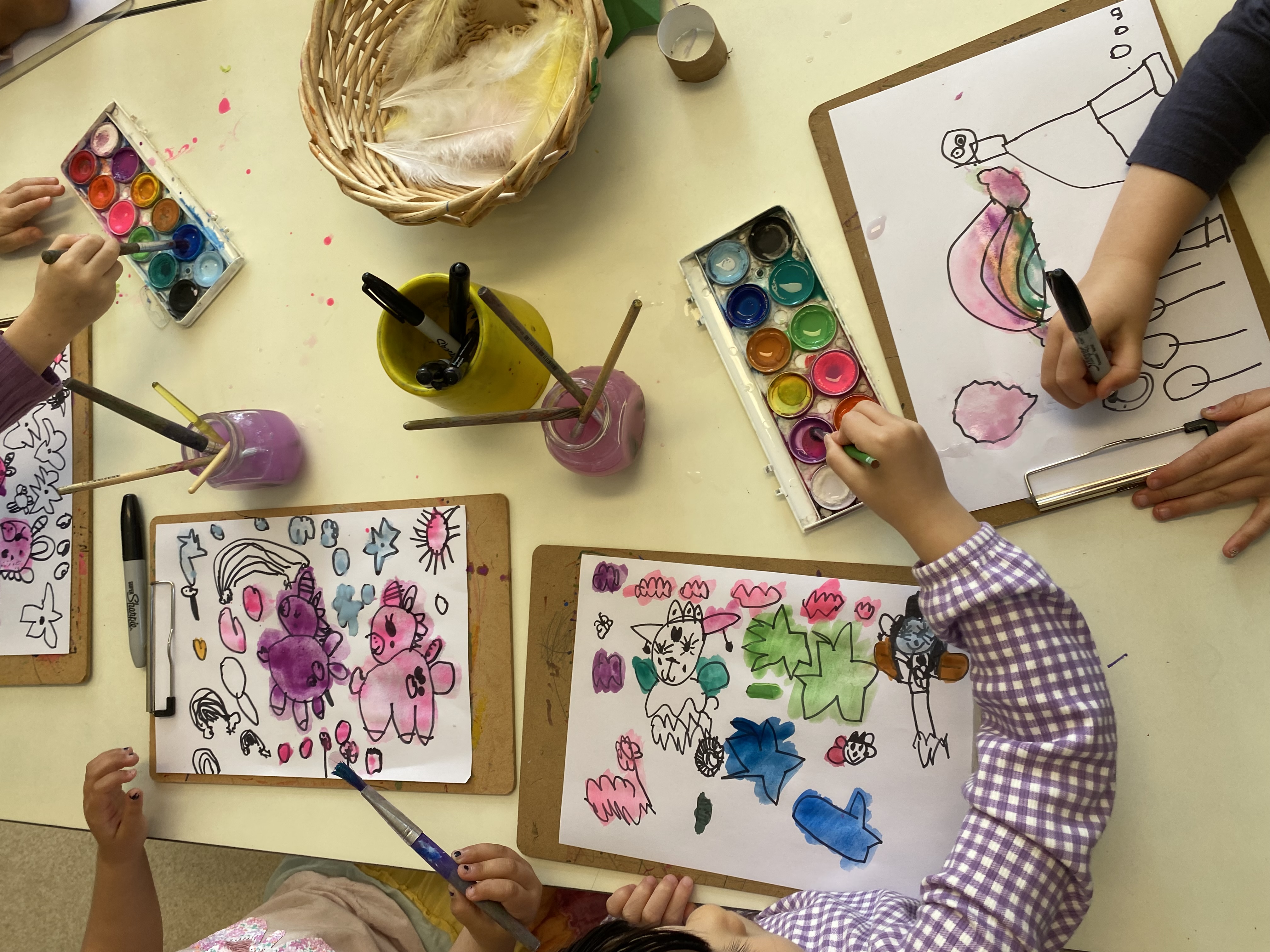 St Lucia Kindergarten children painting