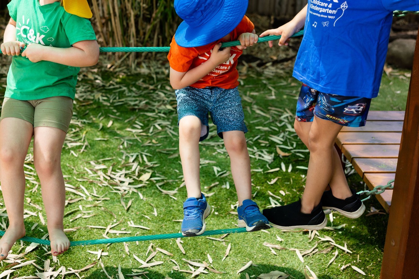 C&K Cambooya - children climbing on rope bridge