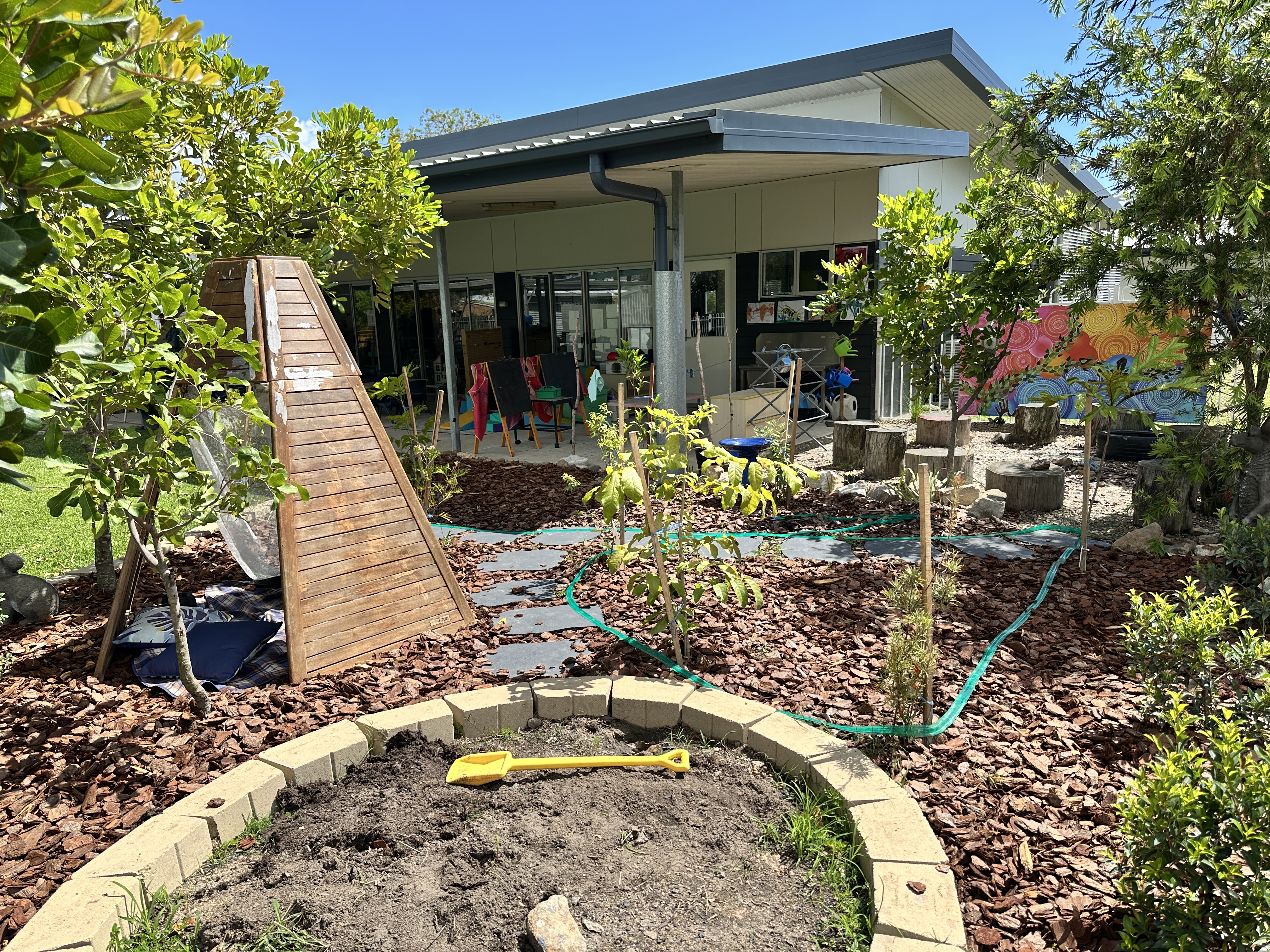 Outdoor digging patch surrounded by trees