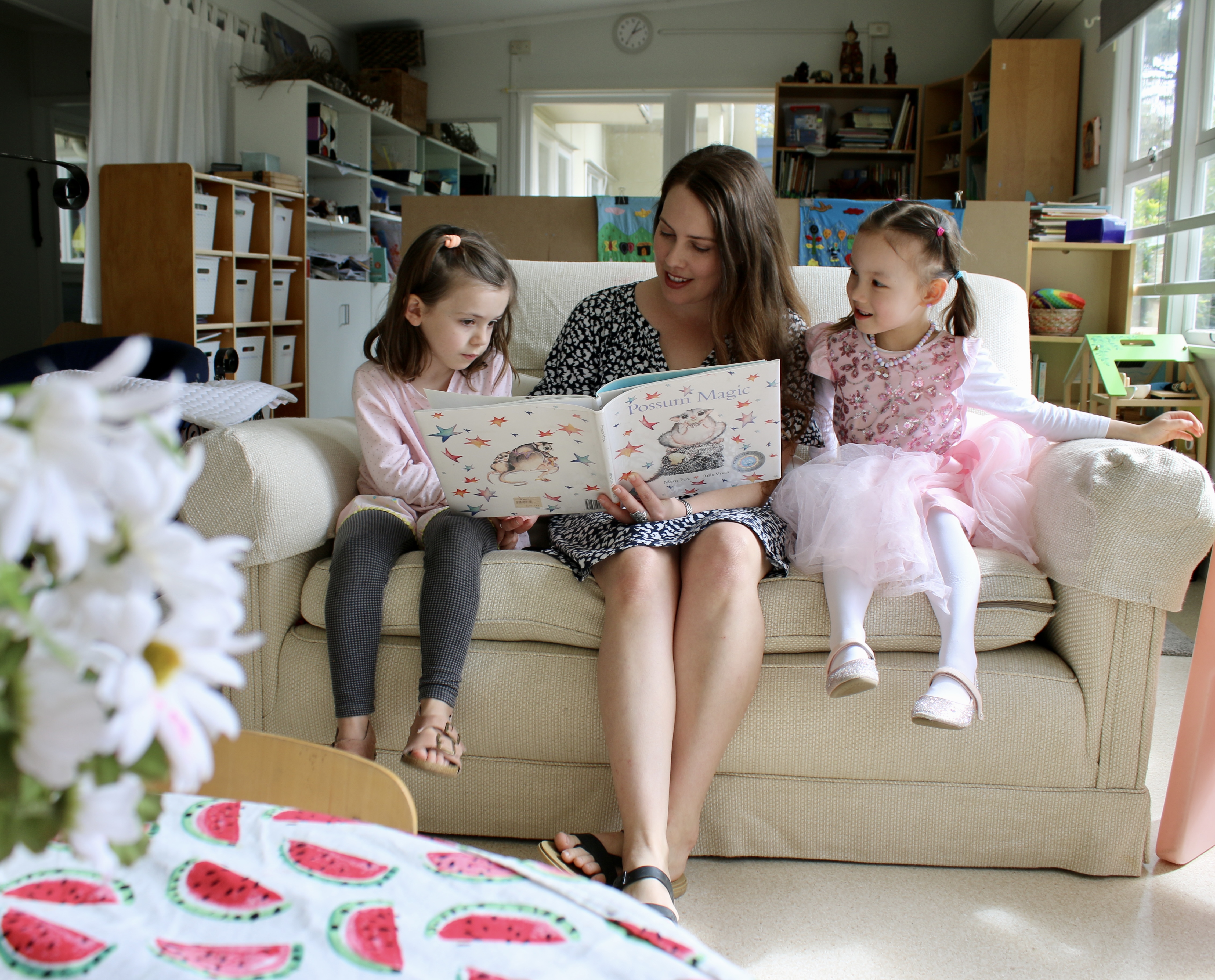 St Lucia Kindergarten teacher reading to children