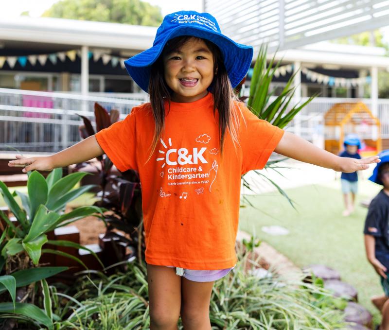 Kindy child balancing outside